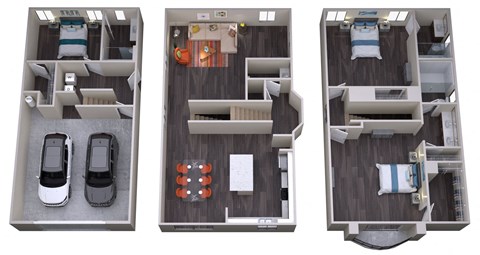 Floor plan for 3 beds, 3.5 baths, 1698 sqft